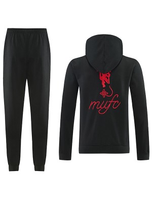 Manchester united hoodie jacket mens all black training tracksuit 2026-2027